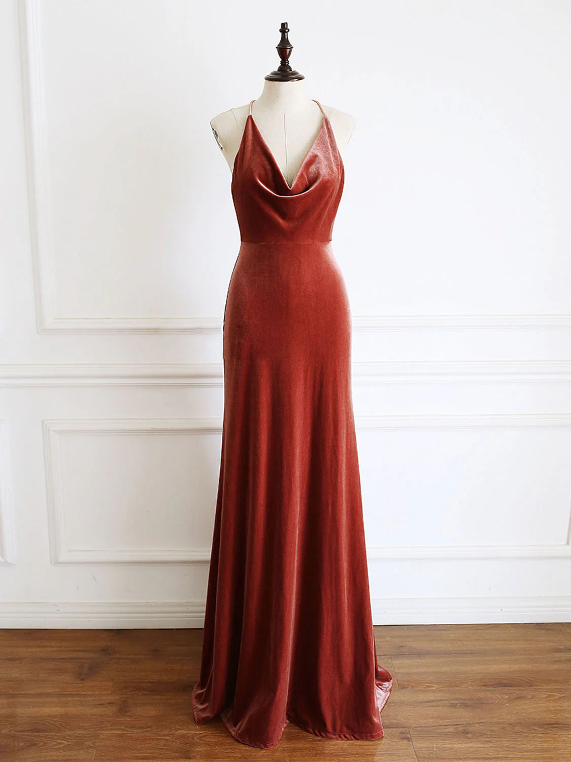 Wholesale Simple V Neck Mermaid Long Prom Dress Velvet Formal Evening Dresses gowns evening dresses